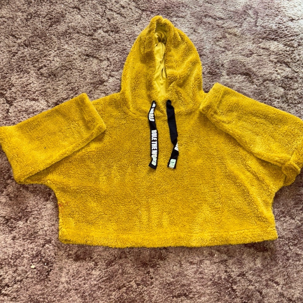 New York & Company Yellow Teddy Jacket with Hood
